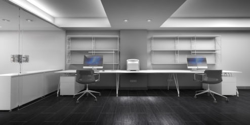 Infografia 3D interiorismo oficinas AZM Enginyers - Zonas de trabajo