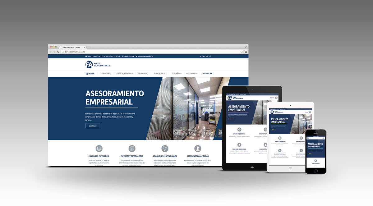 Wireframe web asesores fiscales - Firstaccountants - Dispositivos