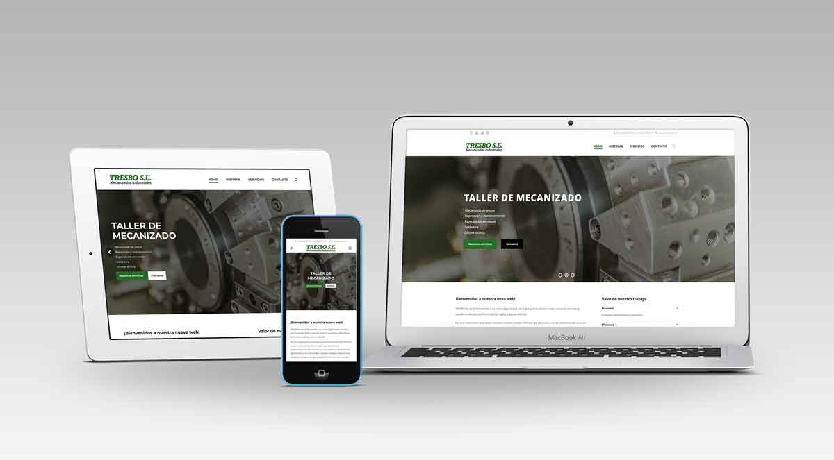 Representación diseño Web Corporativo Mecanizados Industriales Tresbo Multidispositivos Horizontal