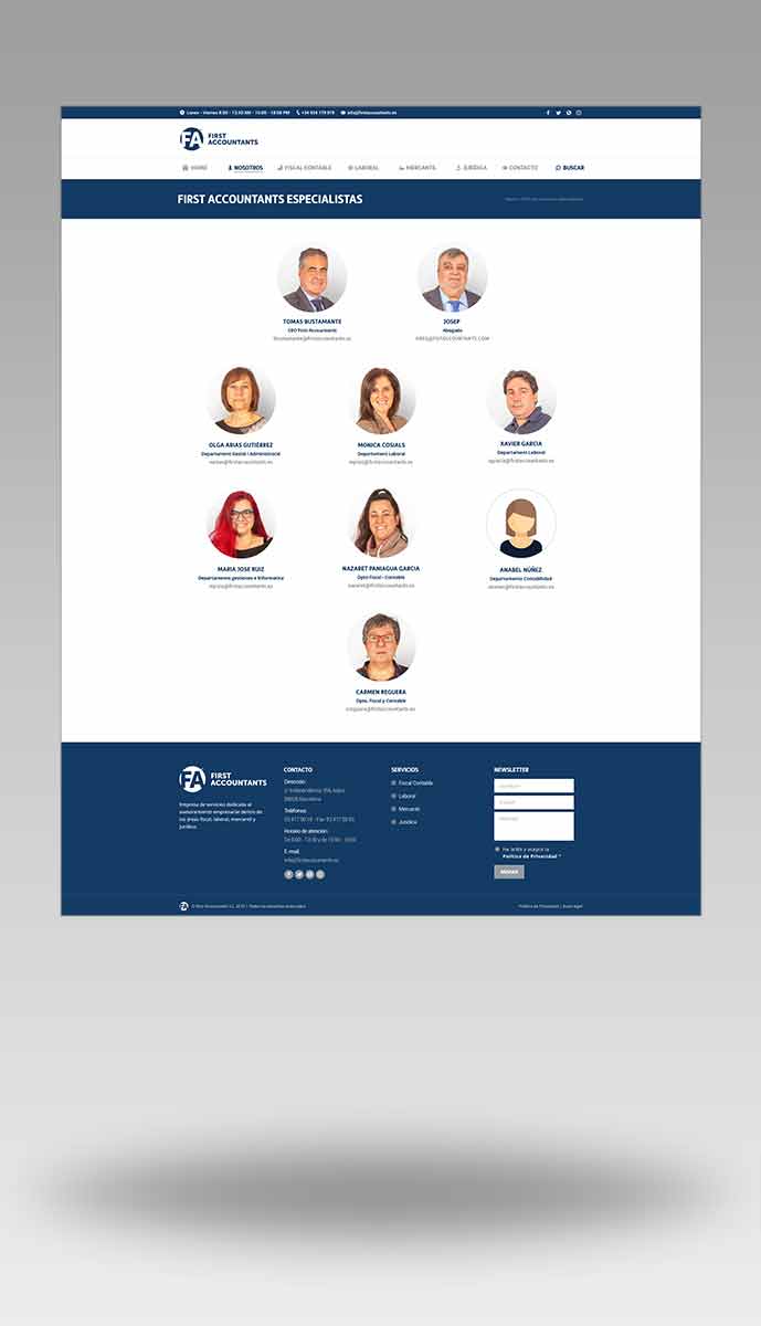 Wireframe web asesores fiscales - Firstaccountants - Equipo