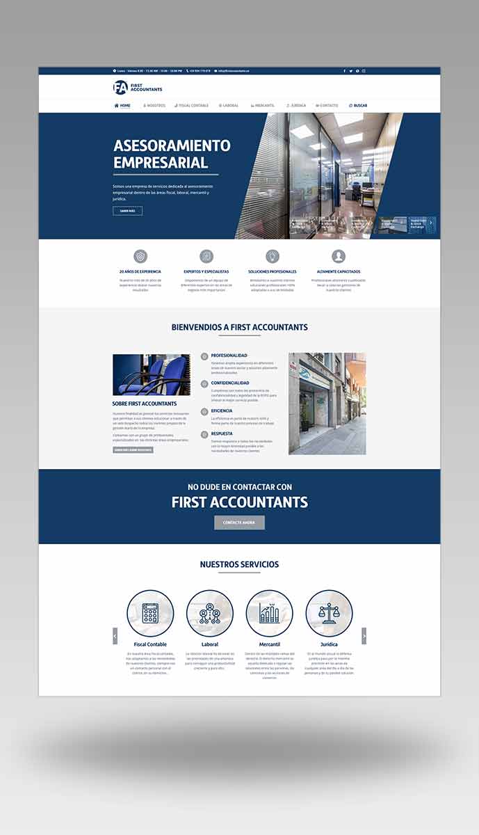 Wireframe web asesores fiscales - Firstaccountants - Inicio