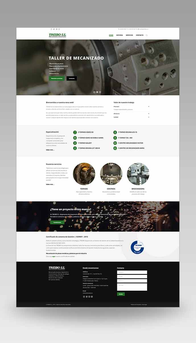 Wireframe diseño Web Corporativo Tresbo Home