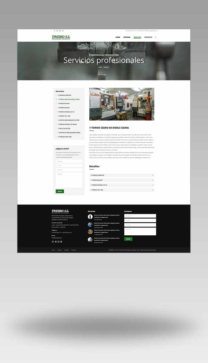 Wireframe diseño Web Corporativo Tresbo Servicios