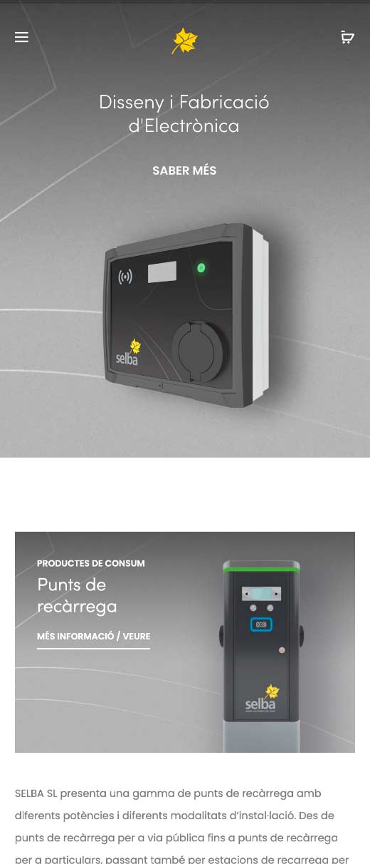 Página web Selba Solutions, sección Home mobile