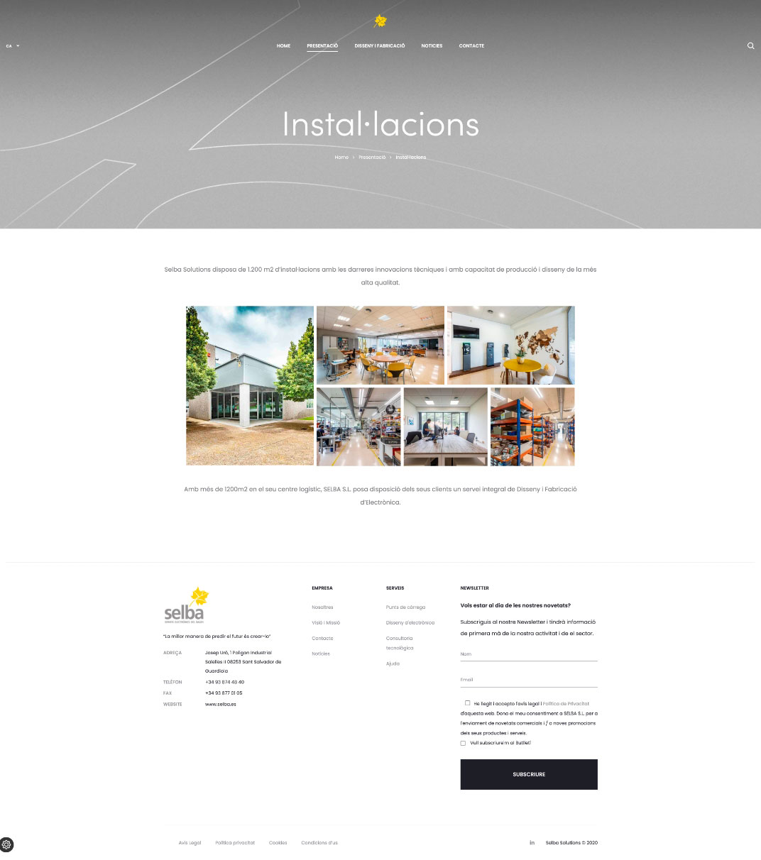Página web Selba Solutions, sección Instalaciones escritorio